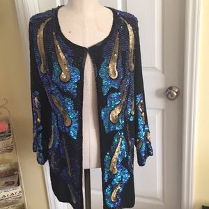 Vintage Jakelin silk beaded jacket fits like 1x